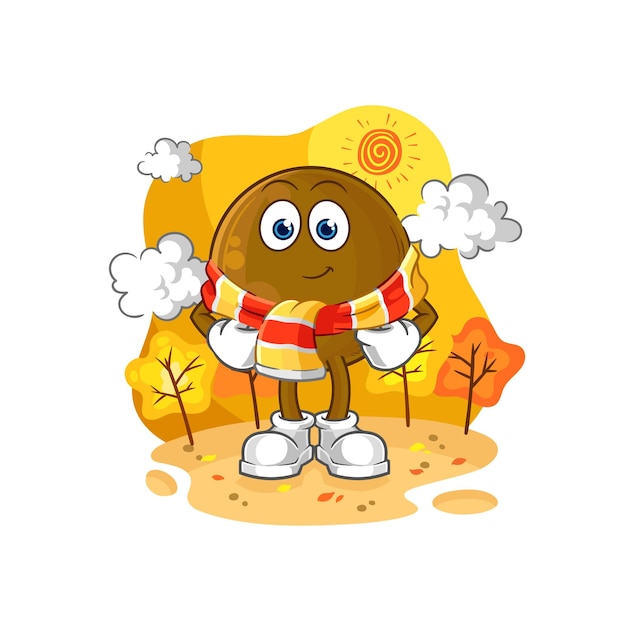 Piedra de aguacate en el vector de mascota de dibujos animados de otoño