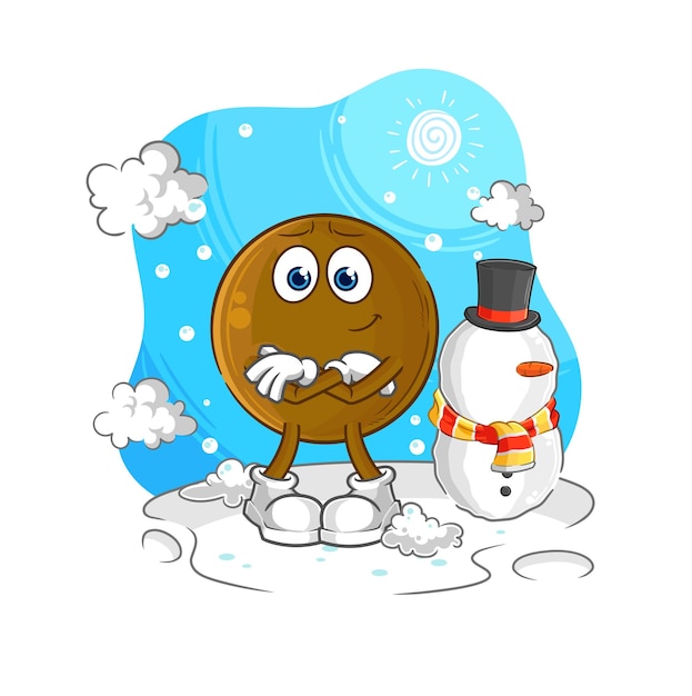 Piedra de aguacate en vector de mascota de dibujos animados de personaje de invierno frío