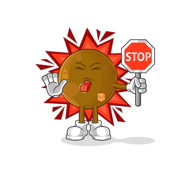 Piedra de aguacate con vector de mascota de dibujos animados de señal de stop