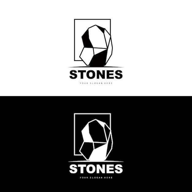 Piedra Logo Vector Piedra Moderna Con Diseño De Estilo De Línea De Geometría Para Decoración Estética Marca Producto Moderno Icono Simple Línea De Geometría Estética Abstracta