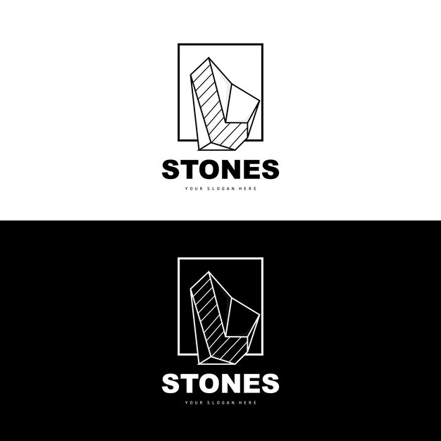 Piedra Logo Vector Piedra Moderna Con Diseño De Estilo De Línea De Geometría Para Decoración Estética Marca Producto Moderno Icono Simple Línea De Geometría Estética Abstracta