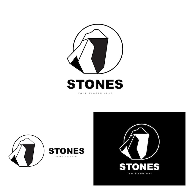 Piedra Logo Vector Piedra Moderna Con Diseño De Estilo De Línea De Geometría Para Decoración Estética Marca Producto Moderno Icono Simple Línea De Geometría Estética Abstracta