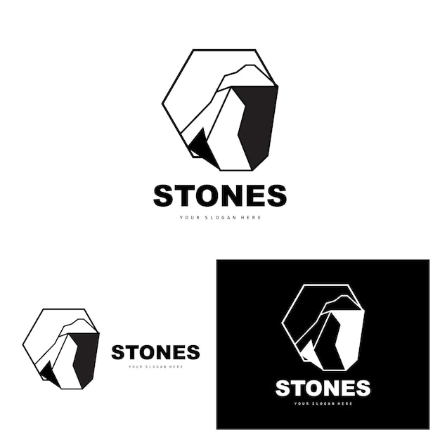 Piedra Logo Vector Piedra Moderna Con Diseño De Estilo De Línea De Geometría Para Decoración Estética Marca Producto Moderno Icono Simple Línea De Geometría Estética Abstracta