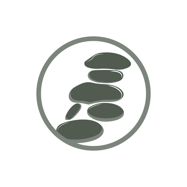 Piedra Logo Vector Zen Meditación Piedra Equilibrio Tranquilidad Yoga Minimalista Diseño simple
