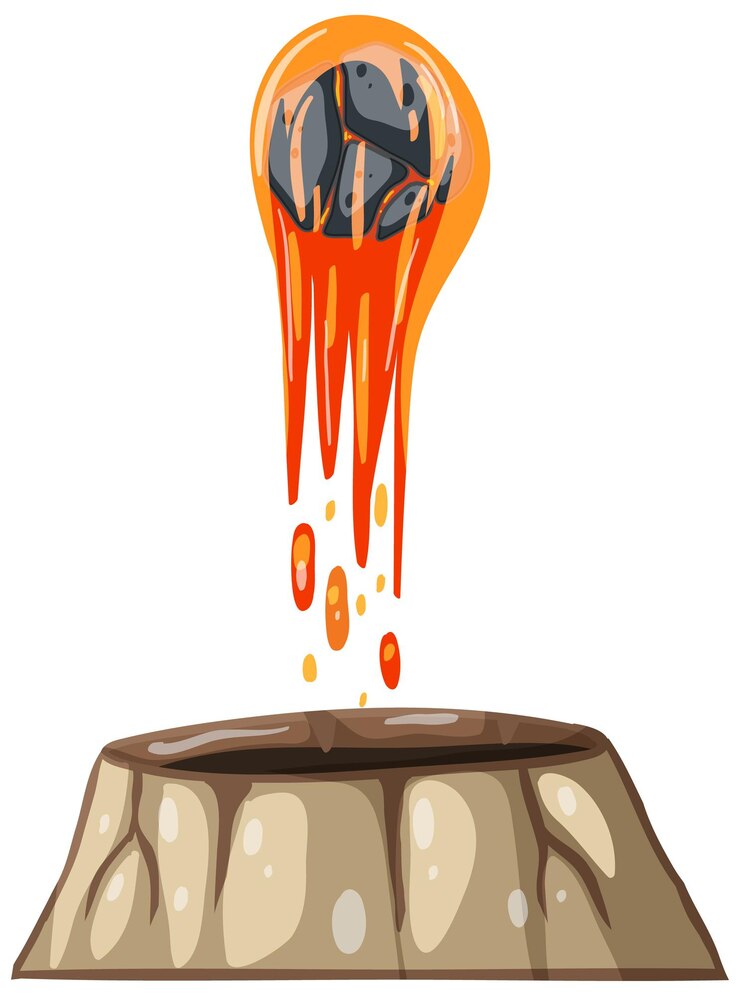Vector piedra de magma sobre fondo blanco.