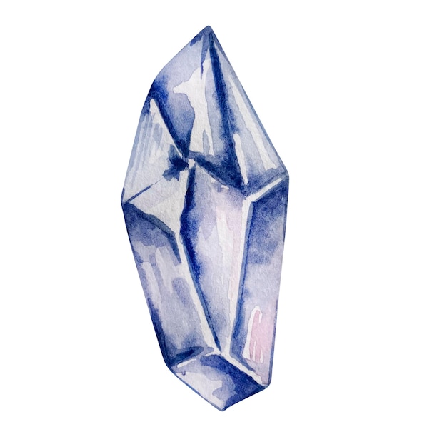 Piedra preciosa mineral cristal azul acuarela