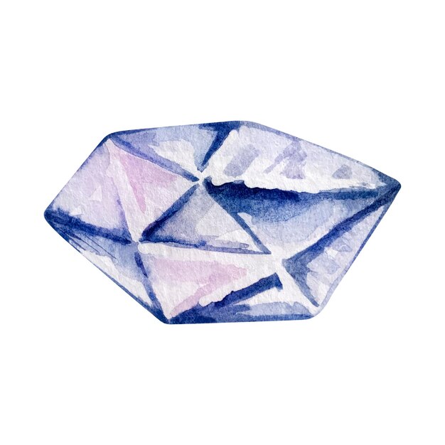 Piedra preciosa mineral cristal azul acuarela
