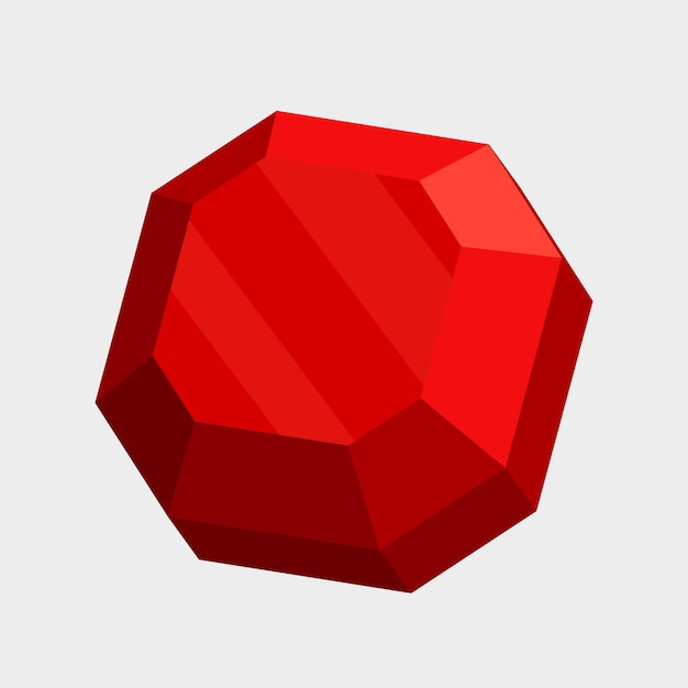 piedra preciosa roja en diseño vectorial plano