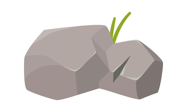 Piedra de roca con hoja verde de hierba roca agrietada del paisaje de montaña