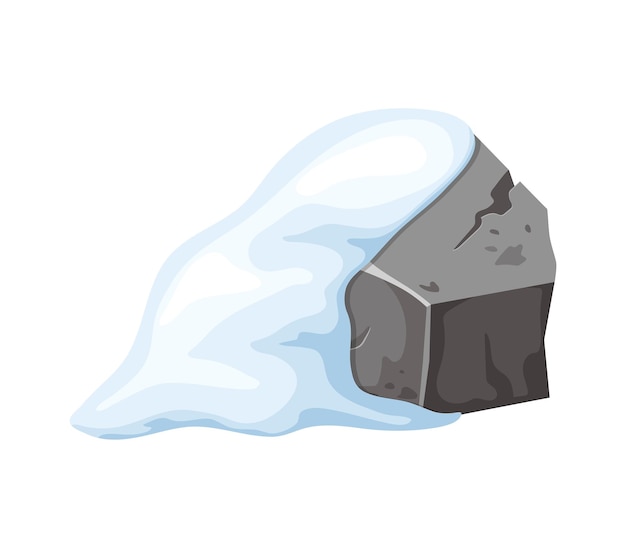 Vector piedra y roca en la nieve montañas nevadas en dibujos animados montones de rocas en invierno rocas y material de construcción edad de hielo en ilustración vectorial