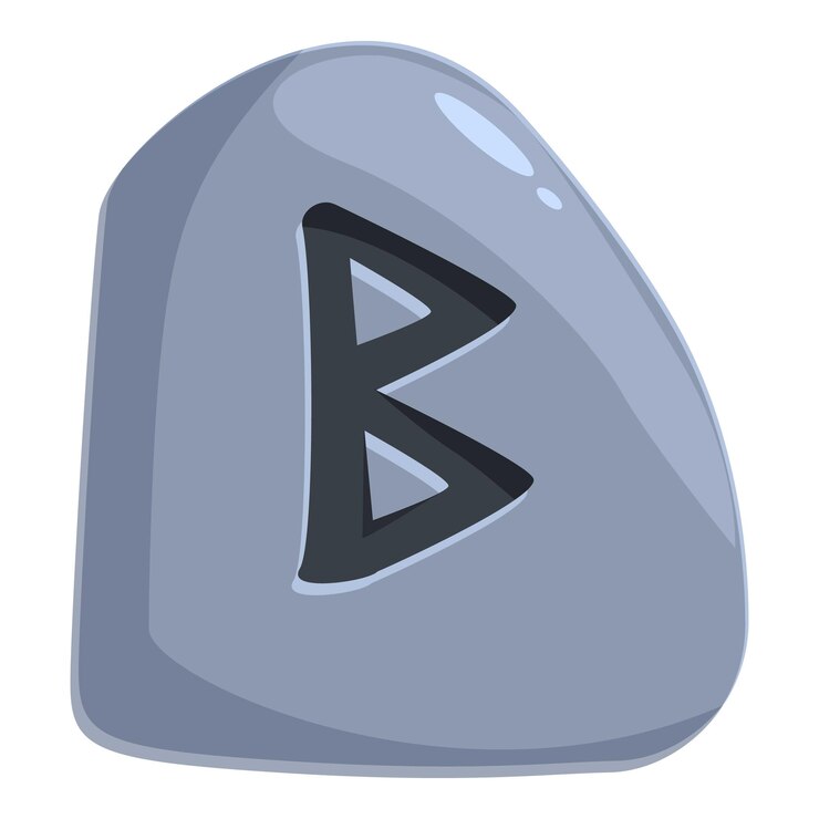 Vector piedra rúnica gris con el antiguo símbolo berkana grabado en ella