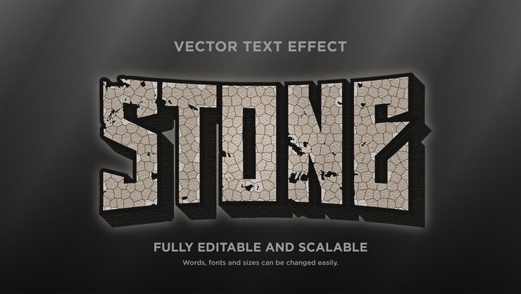 Vector piedra vectorial de efecto de texto con estilo gris