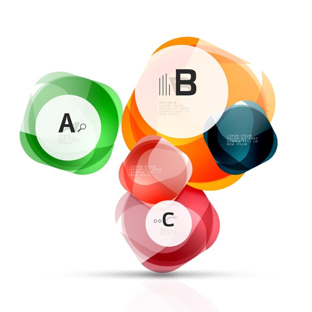 Piedras abstractas brillantes de vidrio con texto Fondo de plantilla vectorial para opciones de número de diagrama de diseño de flujo de trabajo de impresión o banner de diseño web