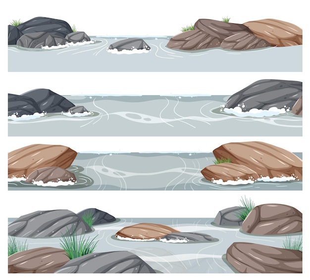 Vector piedras aisladas en las escenas de agua.