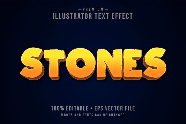 Piedras editables con efecto de texto 3d o estilo gráfico con degradado naranja claro