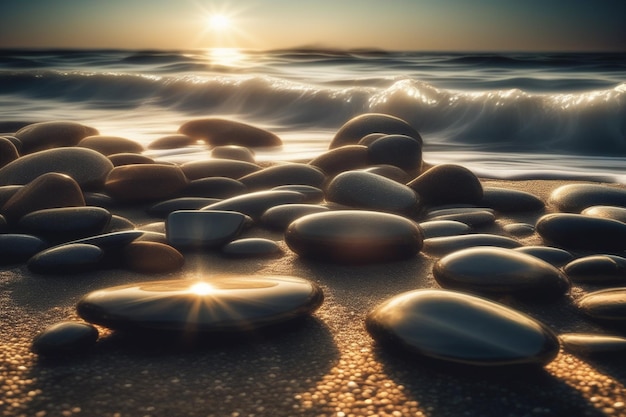 Vector piedras en la playa