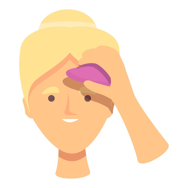 Vector piel, cara, masaje, icono, caricatura, vector, belleza facial, mujer, cuidado
