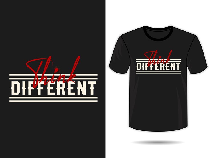 Piensa en diferentes citas motivacionales tipografía vectorial plantilla de diseño de camiseta