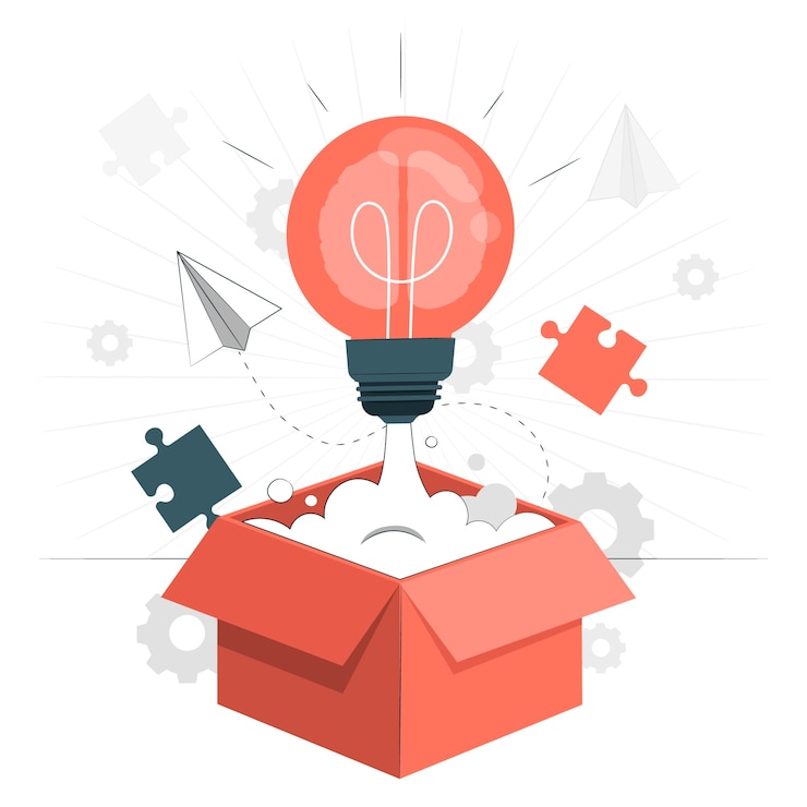 Vector piense fuera de la ilustración del concepto de caja