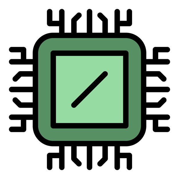 Piense en el icono de la cpu contorno piense en el ícono del vector de la cpu color plano aislado