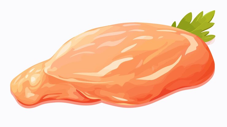 Vector pierna de pollo cruda y fresca aislada sobre un fondo blanco