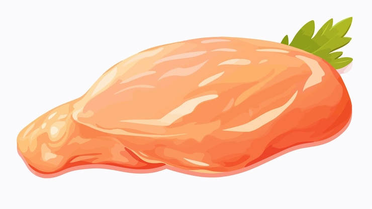 Vector pierna de pollo cruda y fresca aislada sobre un fondo blanco