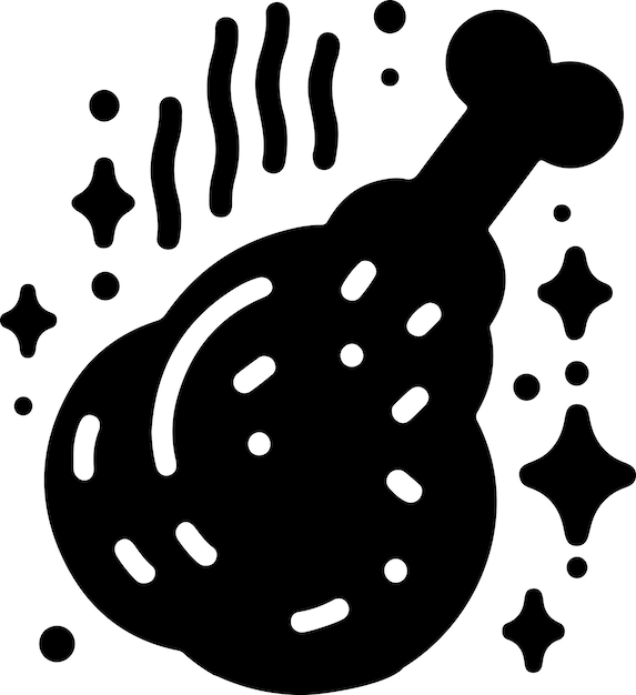 la pierna de pollo frita pcs icono vectorial silueta símbolo del clipart silueta de color negro 8