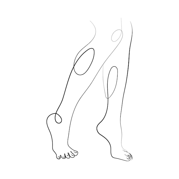 Piernas femeninas, arte lineal, dibujo de una línea