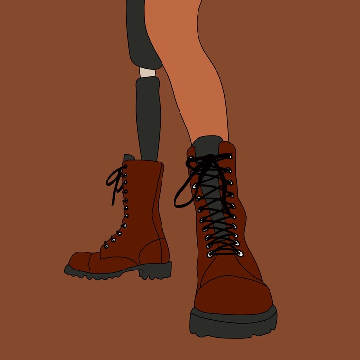 Vector piernas femeninas elegantes con prótesis de piernas moda y accesorios