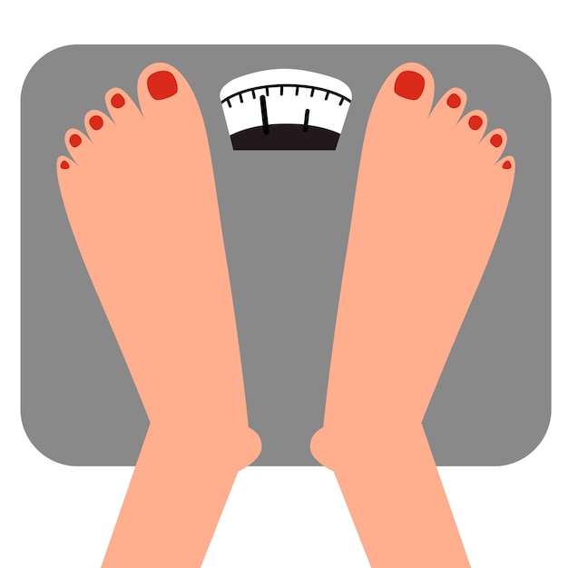 Piernas de mujer en escalas control del exceso de peso