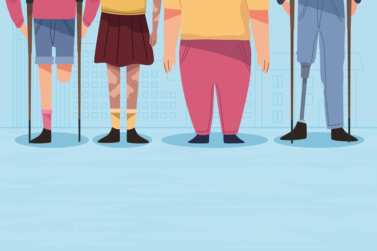 Vector piernas de personas con discapacidad
