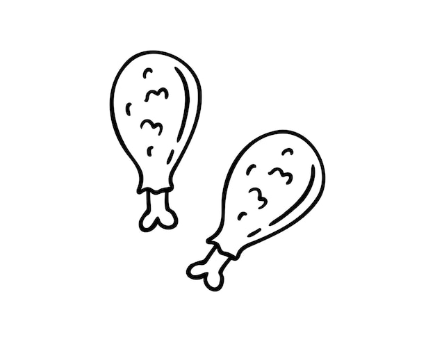 Piernas de pollo dibujadas a mano icono de cocina nutriente alimento proteico boceto de línea clipart piernas de Pollo aisladas