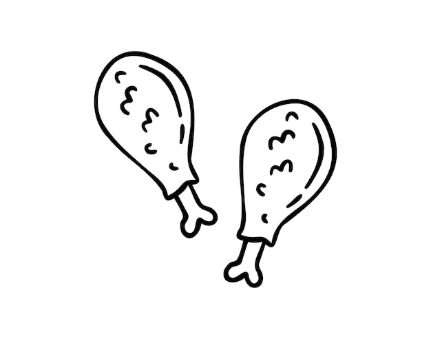 Piernas de pollo dibujado a mano icono de cocina nutrientes proteínas alimentos dibujo de línea clipart piernas de Pollo