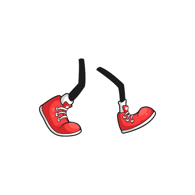 Pies cómicos de dibujos animados en zapatos mascota de pies humanos
