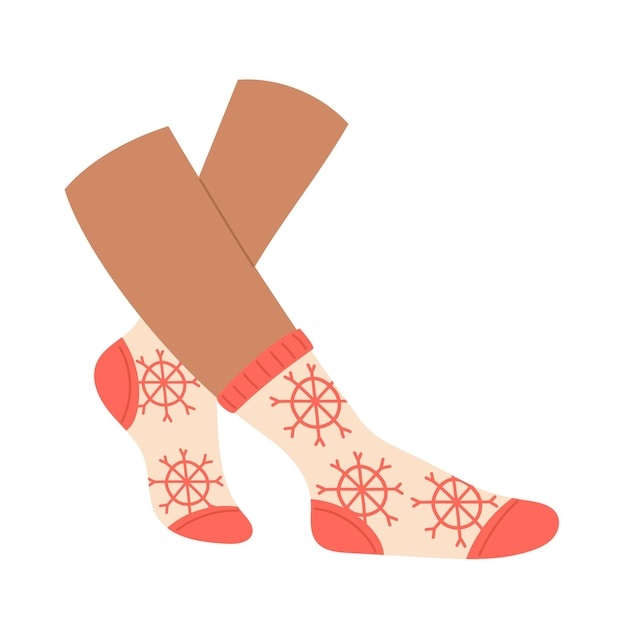 Piés cómodos con calcetines de Navidad con copos de nieve
