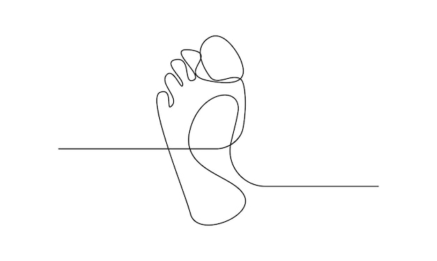 Piés humano un concepto de dibujo de línea continua de médico Pies de bebé vector premium minimalista
