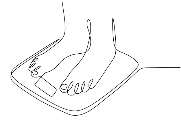 Pies en el suelo escala una ilustración de vector de estilo de dibujo de línea