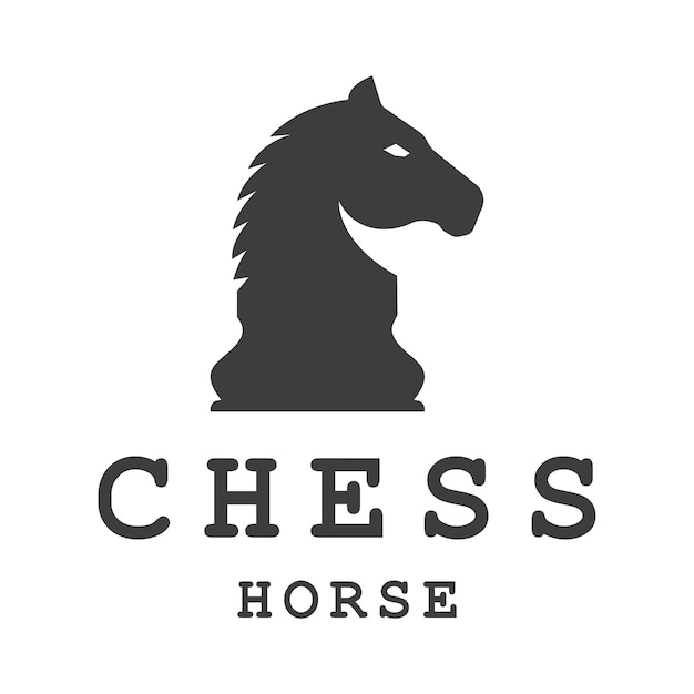 Pieza de ajedrez negra Caballo Caballero Semental Estatua logotipo símbolo silueta diseño minimalista plantilla de diseño