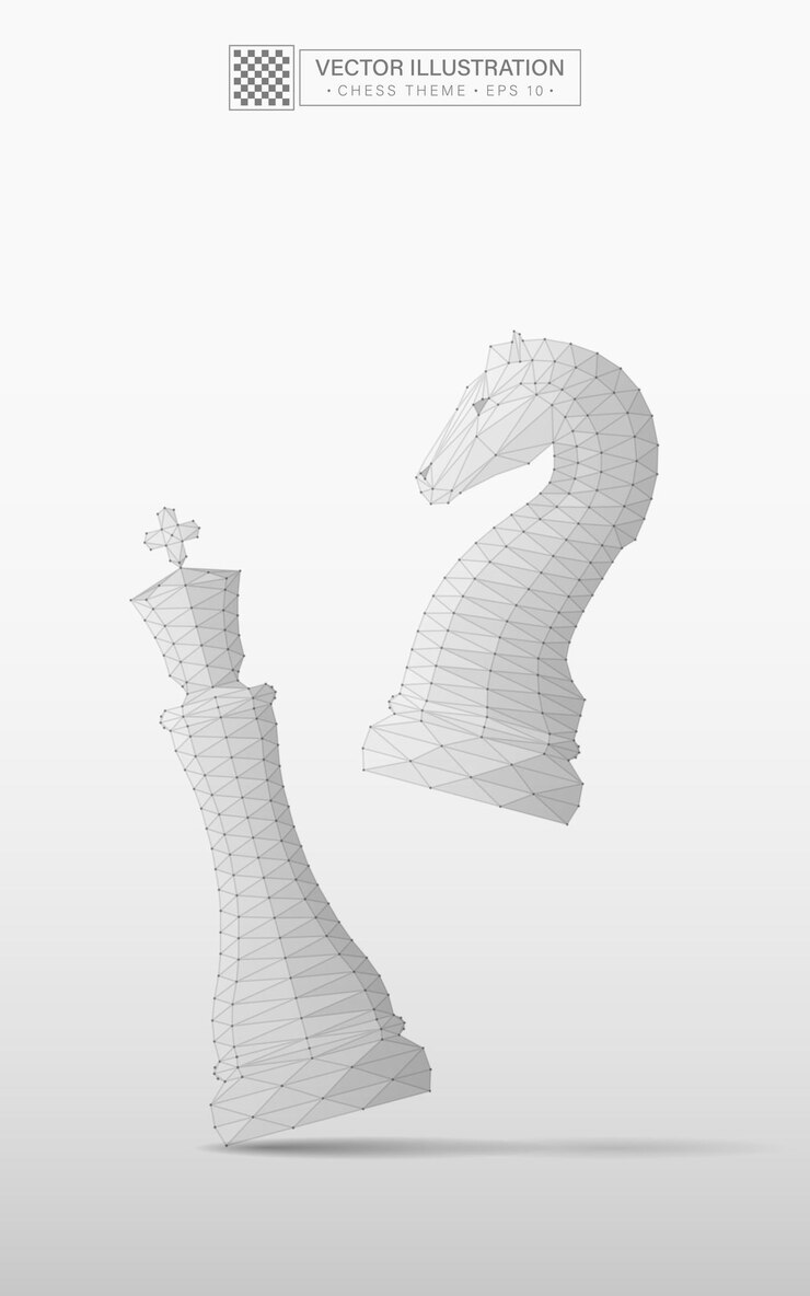 Una pieza de ajedrez vence a la segunda. La ilustración está realizada en un estilo abstracto.