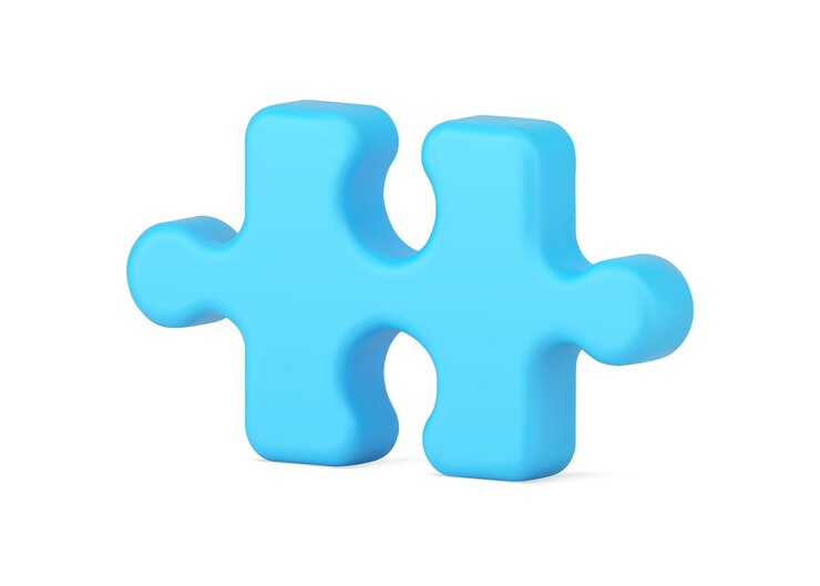 Pieza azul de rompecabezas lógico icono 3d Elemento volumétrico para resolver problemas
