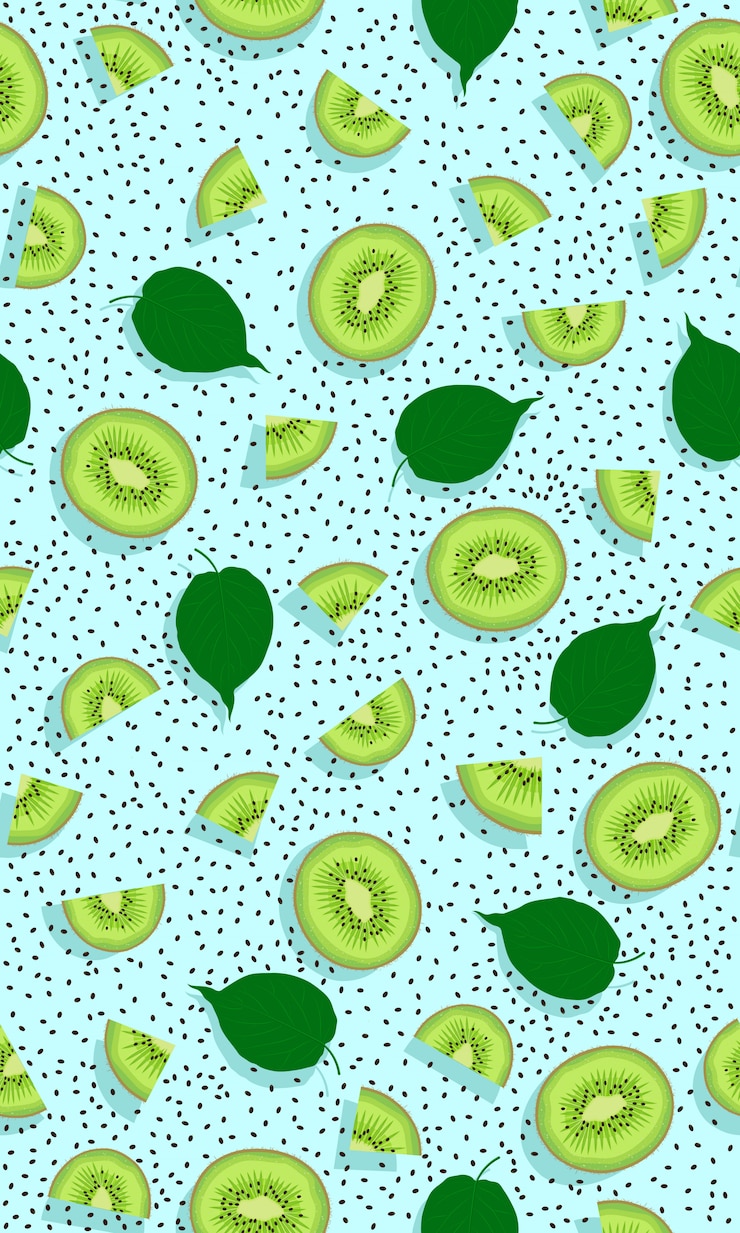 Vector pieza de kiwi de fruta de patrones sin fisuras