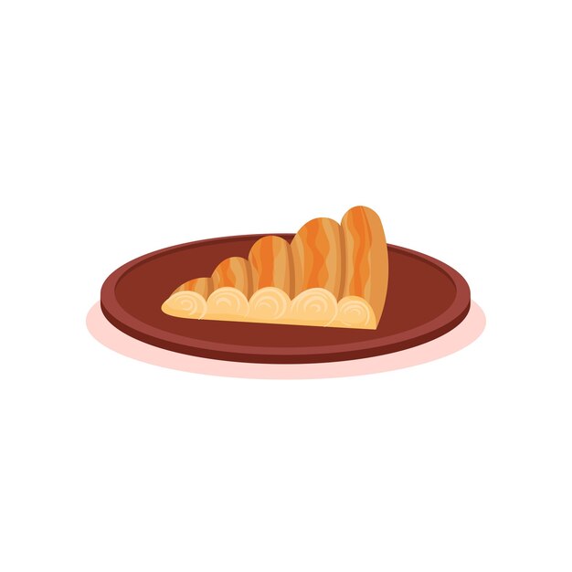 Pieza de pastel tradicional retorcido vector de platos de comida de la cocina búlgara Ilustración aislada sobre un fondo blanco