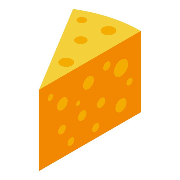 Pieza de queso triangular con agujeros icono isométrico