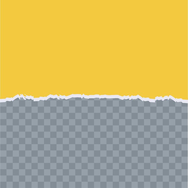 Pieza rasgada de papel amarillo horizontal sobre fondo gris para texto Ilustración vectorial