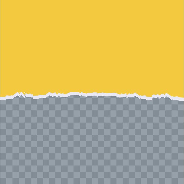 Vector pieza rasgada de papel amarillo horizontal sobre fondo gris para texto ilustración vectorial