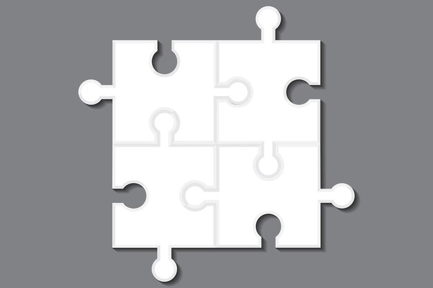 Pieza de rompecabezas Banner vectorial de cuatro partes Infografía de juegos de estrategia