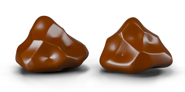 Piezas 3D de chocolate en forma abstracta Conjunto de elementos vectoriales en fondo blanco