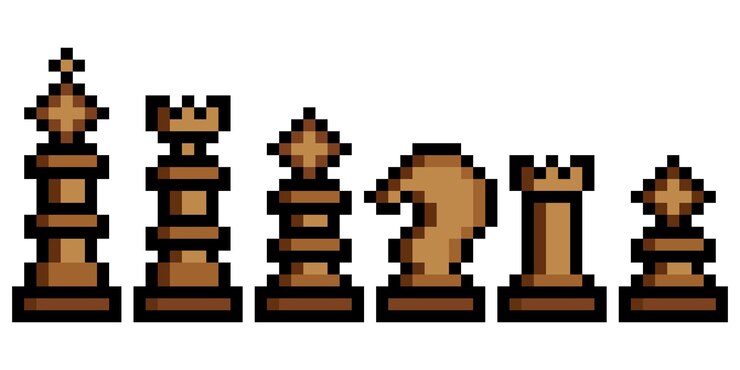 Vector piezas de ajedrez con diseño de pixel art