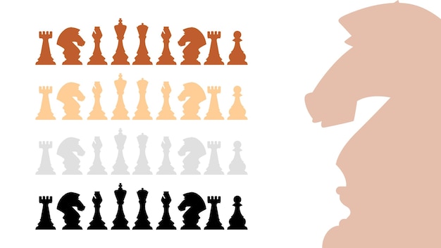piezas de ajedrez de madera aisladas sobre fondo blanco, ilustración vectorial