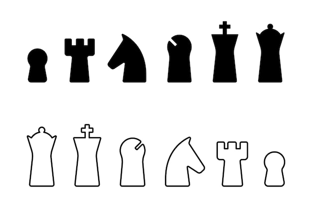 Piezas de ajedrez modernas Conjunto de iconos Ilustración vectorial
